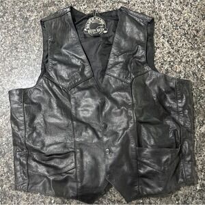 Silver Hawk Biker Gear Leather Vest Medium Mens